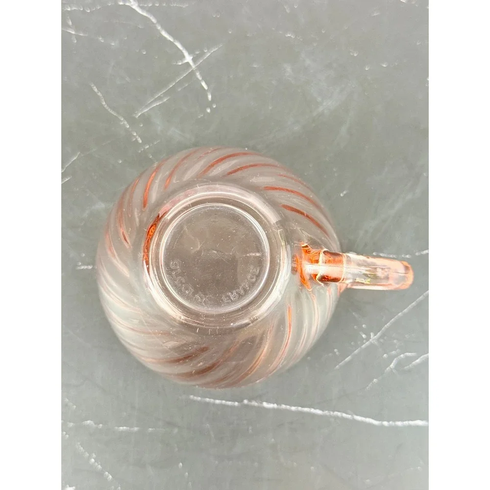 Vintage Arcoroc France Pink Swirl Rosaline Teacup 1980s Glass